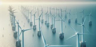 usina de energia eólica em alto mar
