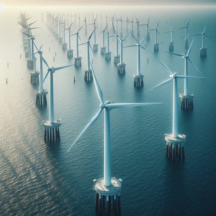 usina de energia eólica em alto mar